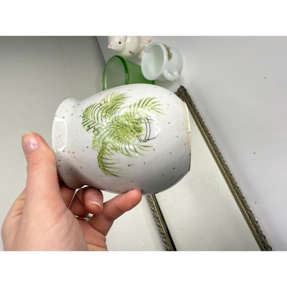 Small Specked Japan Stoneware Minature Date Palm Planter - Picture 2 of 7